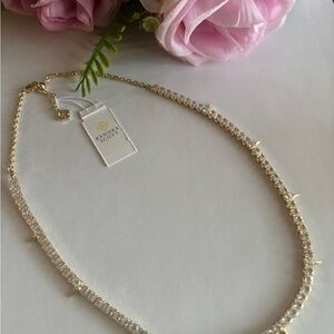 NWT Kendra Scott Jacqueline Gold Tennis Necklace in White CZ